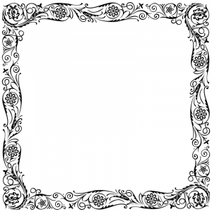 وکتور کادر با طرح گل هایی موج دار مشکی